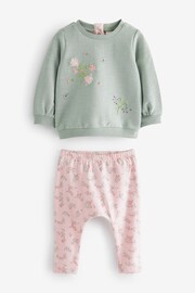 Mint Green Floral Baby Cosy Sweater And Leggings 2 Piece Set - Image 1 of 3