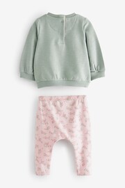 Mint Green Floral Baby Cosy Sweater And Leggings 2 Piece Set - Image 2 of 3