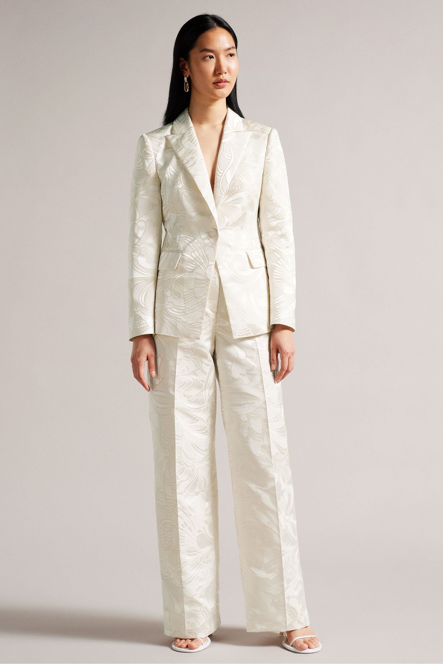 Buy Ted Baker Majia Natural Single Breasted Slim Fit Jacquard Jacket from Next Luxembourg