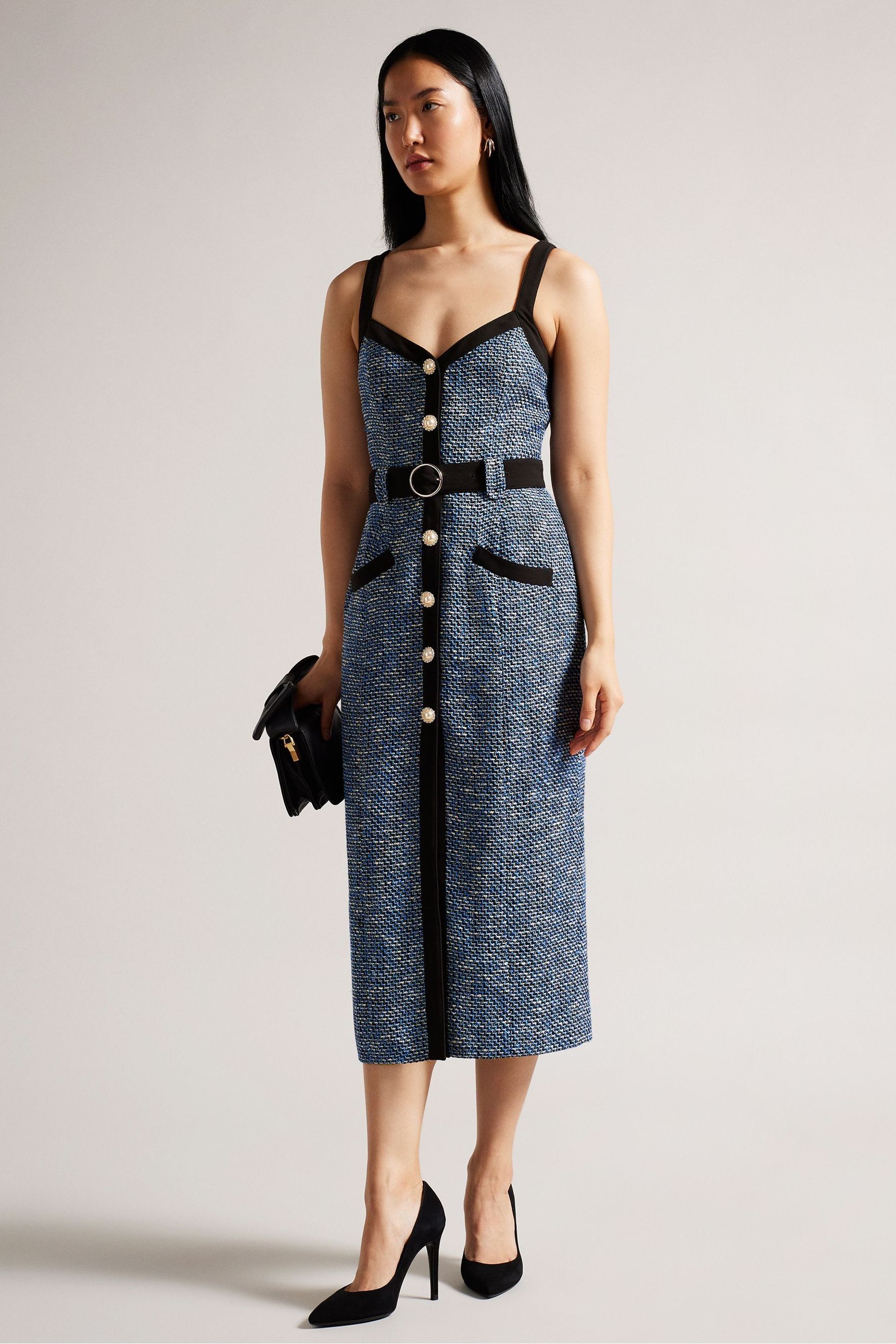 Buy Ted Baker Diniiad Blue Boucle Fitted Midi Dress from Next Germany