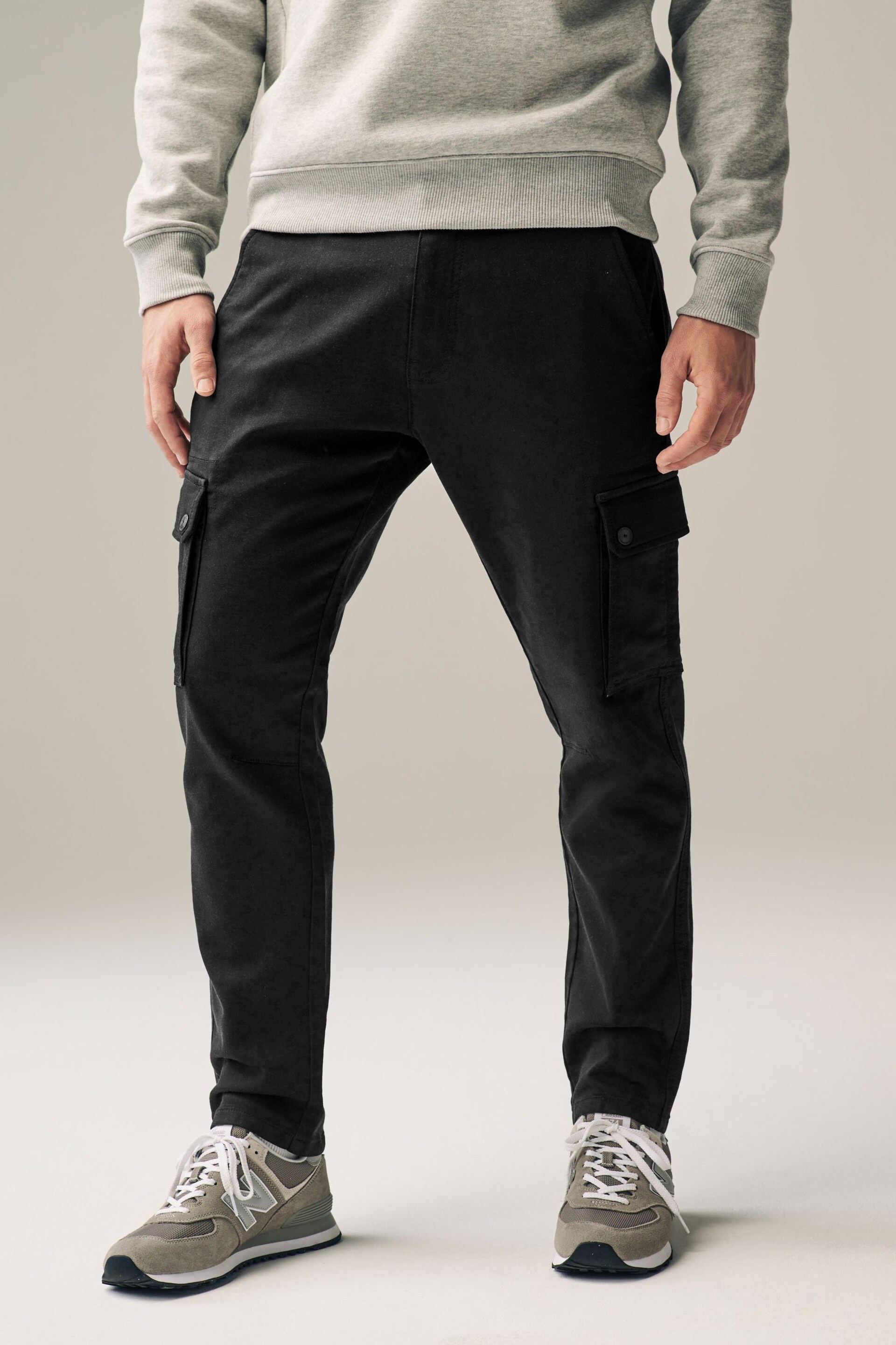 Black Motionflex Cargo Trousers - Image 1 of 10