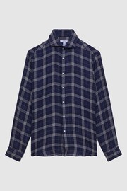 Reiss Blue Check Ruban Linen Long Sleeve Shirt - Image 2 of 7