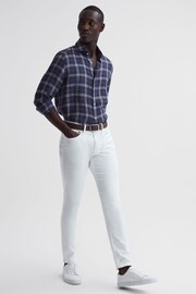 Reiss Blue Check Ruban Linen Long Sleeve Shirt - Image 3 of 7