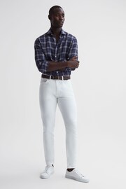 Reiss Blue Check Ruban Linen Long Sleeve Shirt - Image 7 of 7