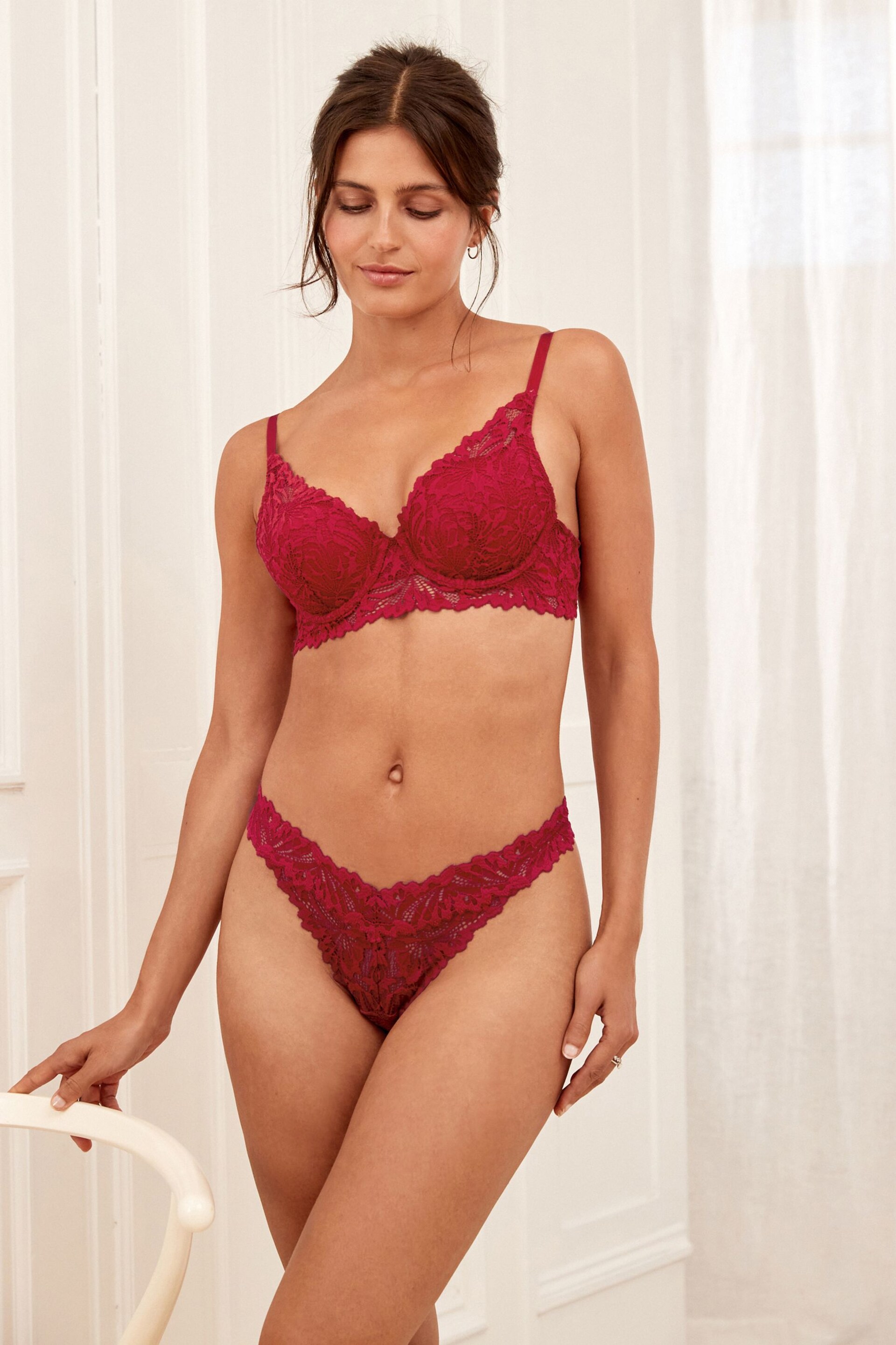 Red Pad Balcony Comfort Lace Bra - Image 2 of 8