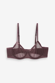 Plum Purple Non Pad Balcony Invisible Bonded Mesh Balcony Bra - Image 6 of 7