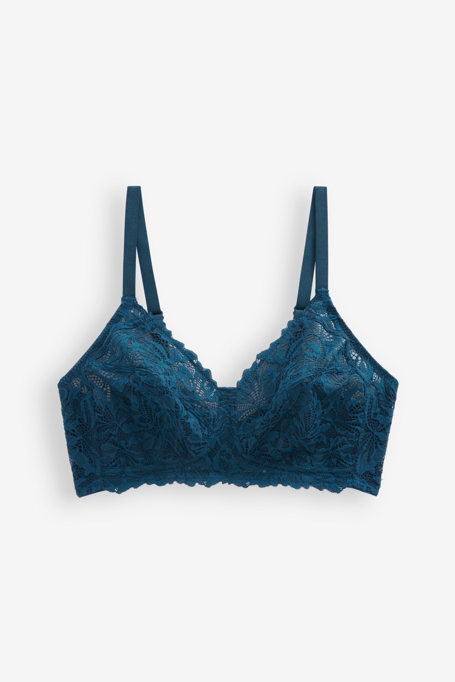 Teal Blue Total Support Non Pad Non Wire Full Cup Comfort Lace Bra - Image 6 of 7