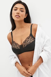 Black Total Support Embroidered Non Pad Non Wired Bra - Image 1 of 7