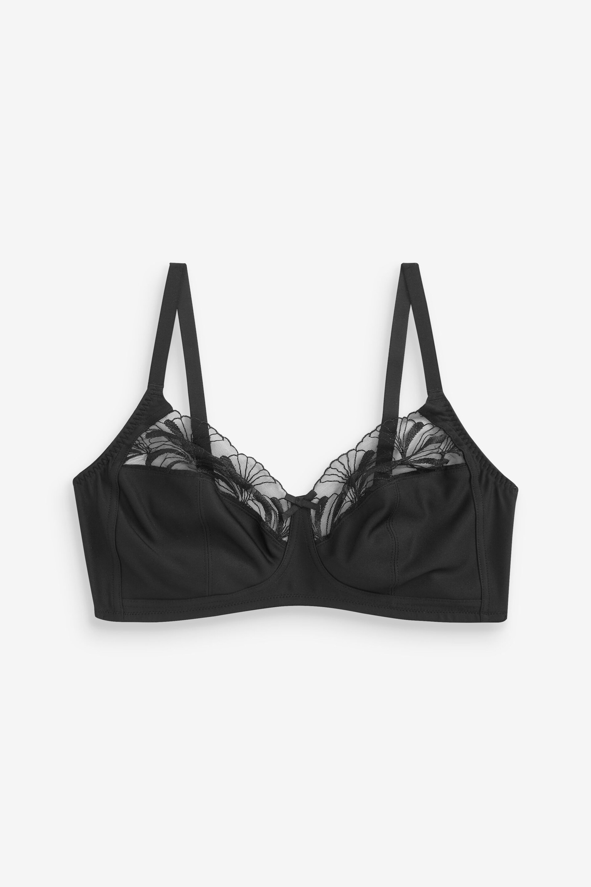 Black Total Support Embroidered Non Pad Non Wired Bra - Image 6 of 7