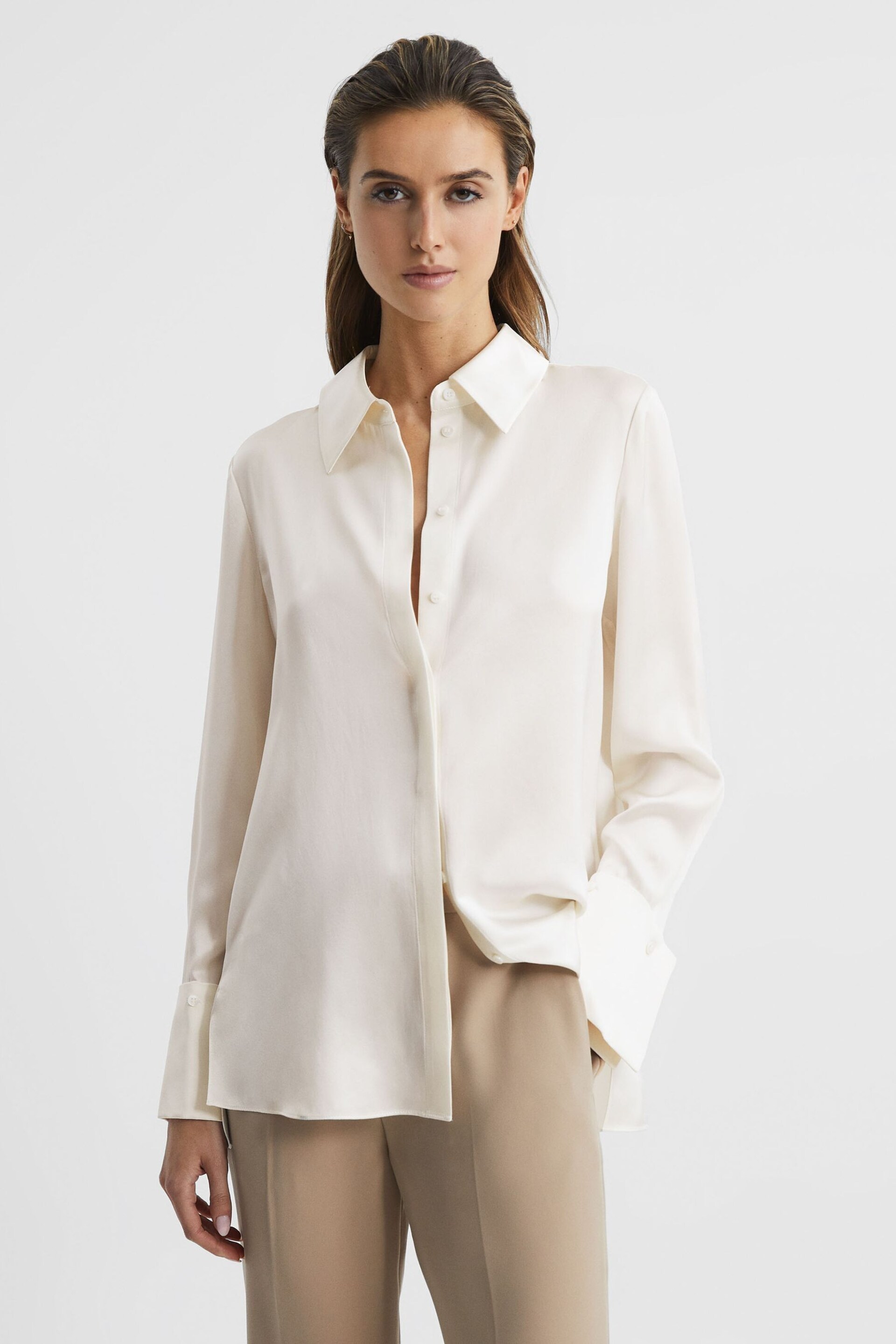 Reiss Ivory Hailey Silk Shirt - Image 6 of 8