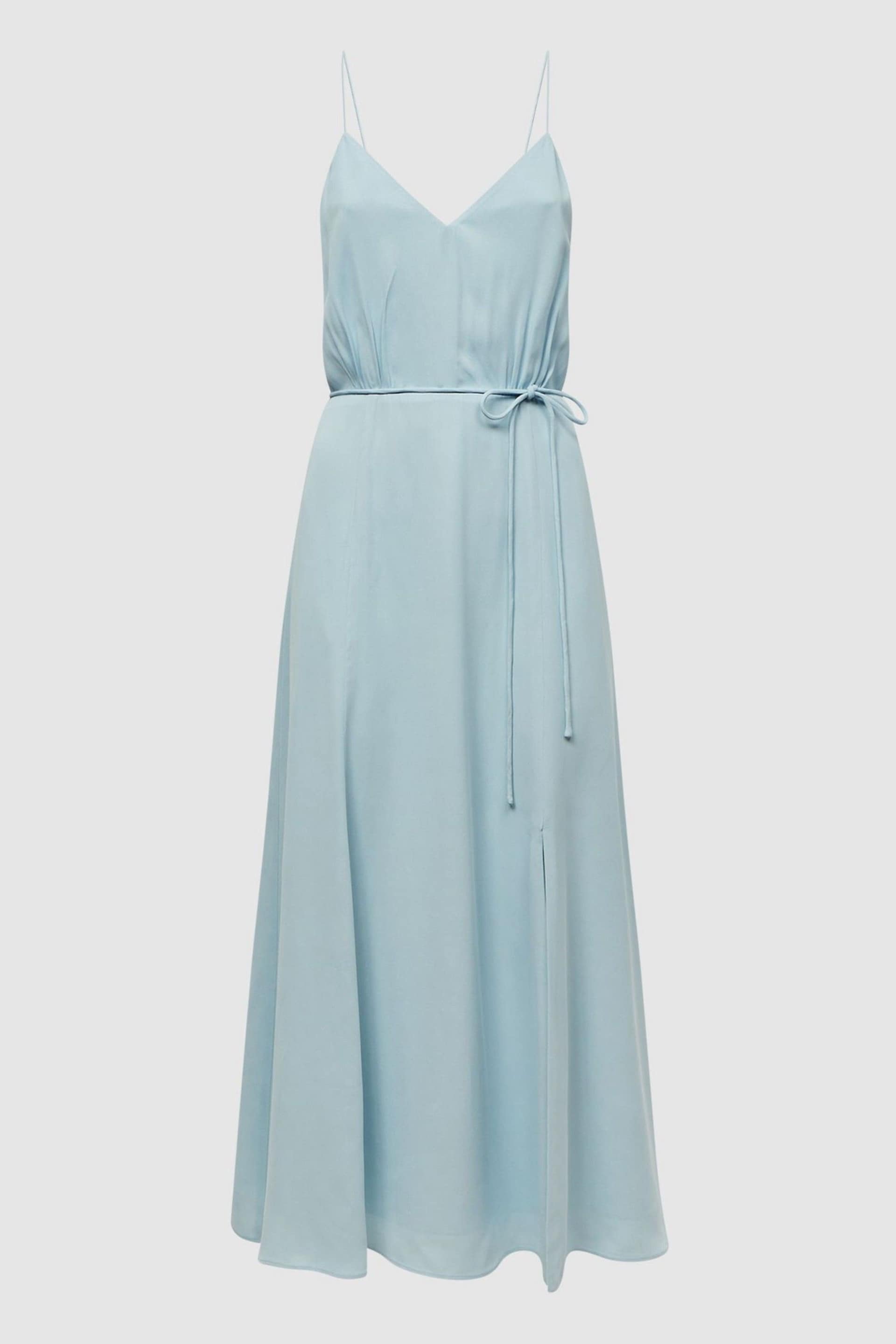 Reiss Blue Penny Fitted V-Neck Midi Dress - Image 2 of 6