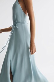 Reiss Blue Penny Fitted V-Neck Midi Dress - Image 4 of 6