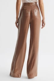 Reiss Nude Lizzie Sequin Wide Leg Trousers - Image 5 of 7