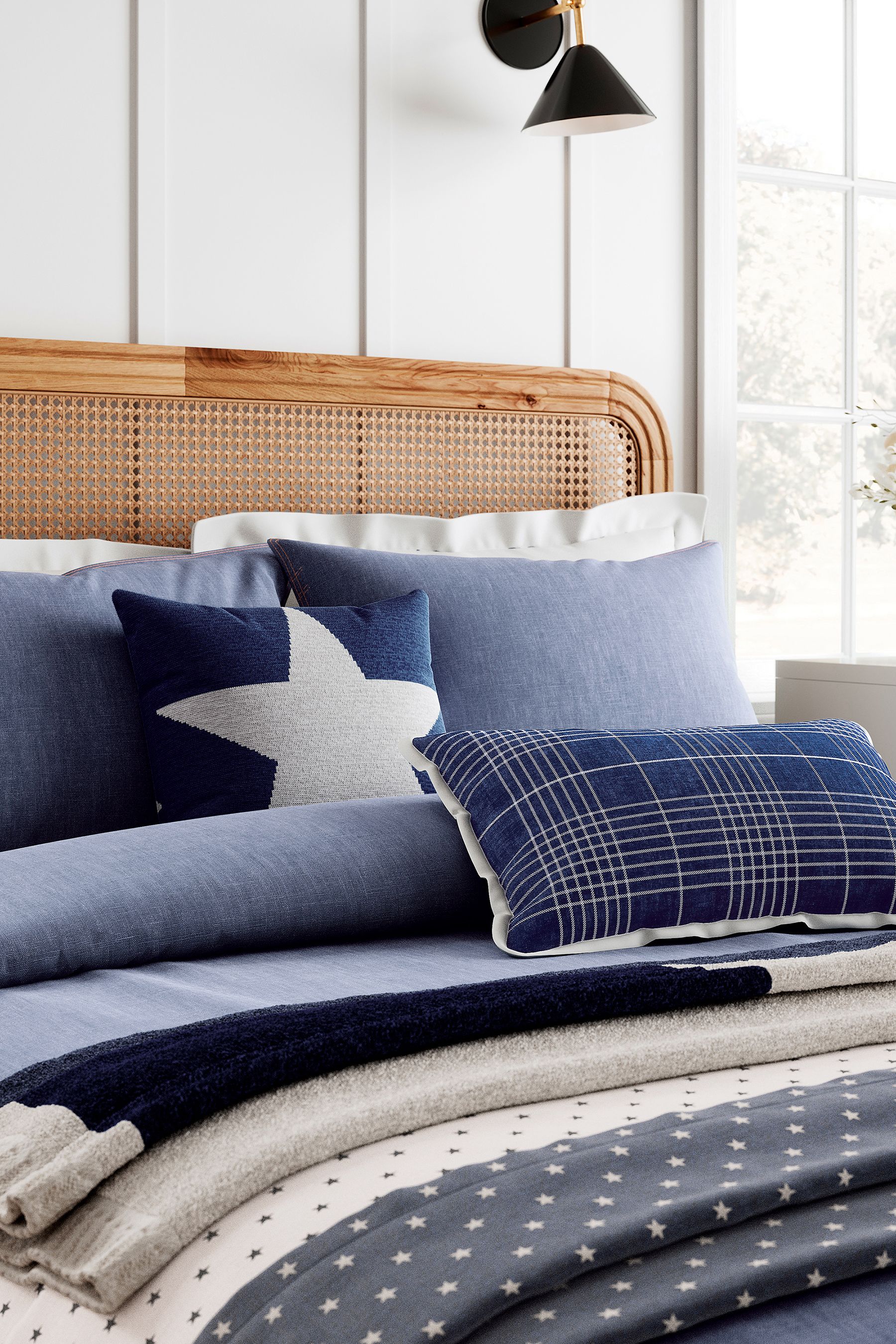Buy Helena Springfield Blue Denim Look Duvet Cover and Pillowcase Set from Next Luxembourg