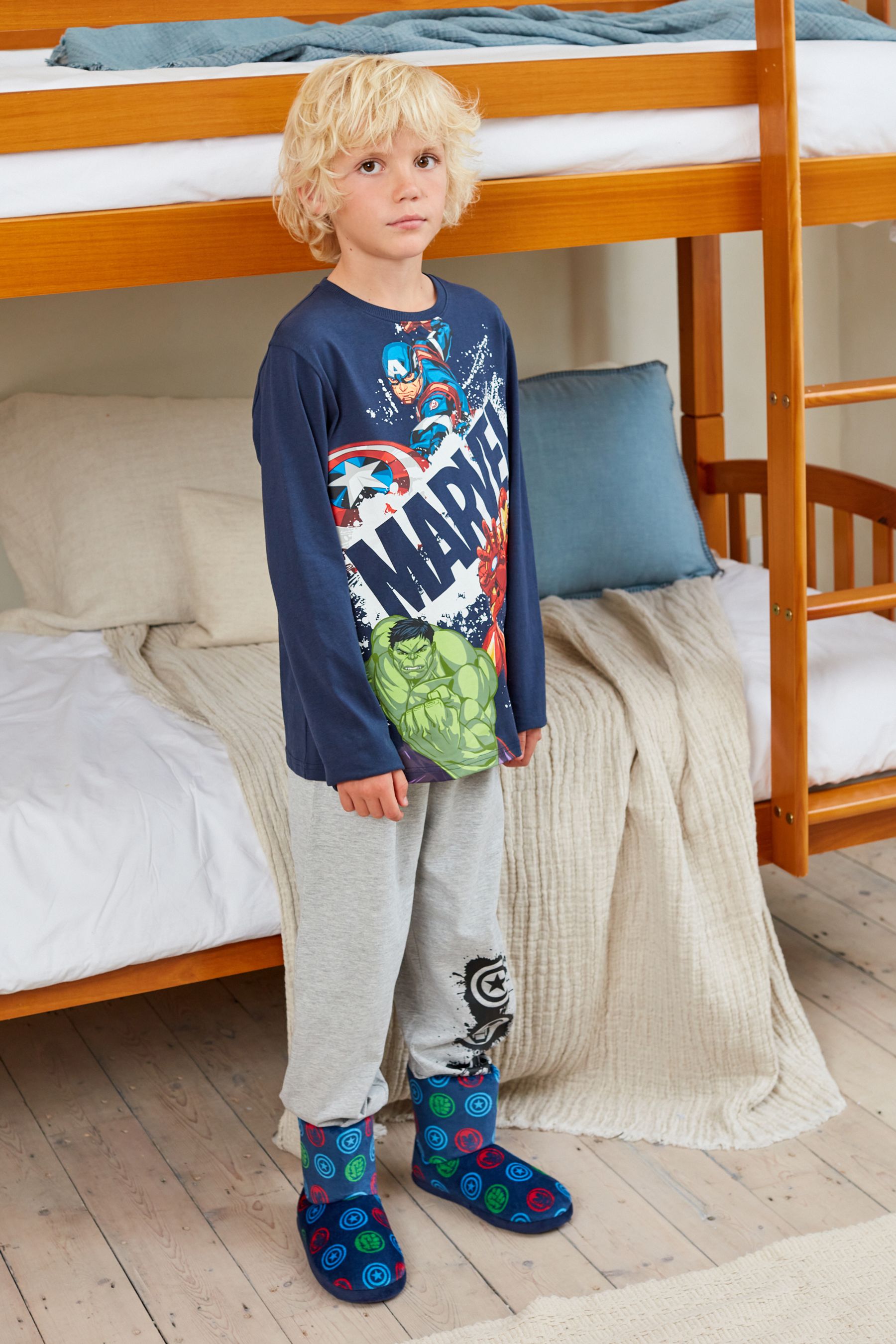 Buy Marvel Blue Warm Lined Slipper Boots from Next Netherlands