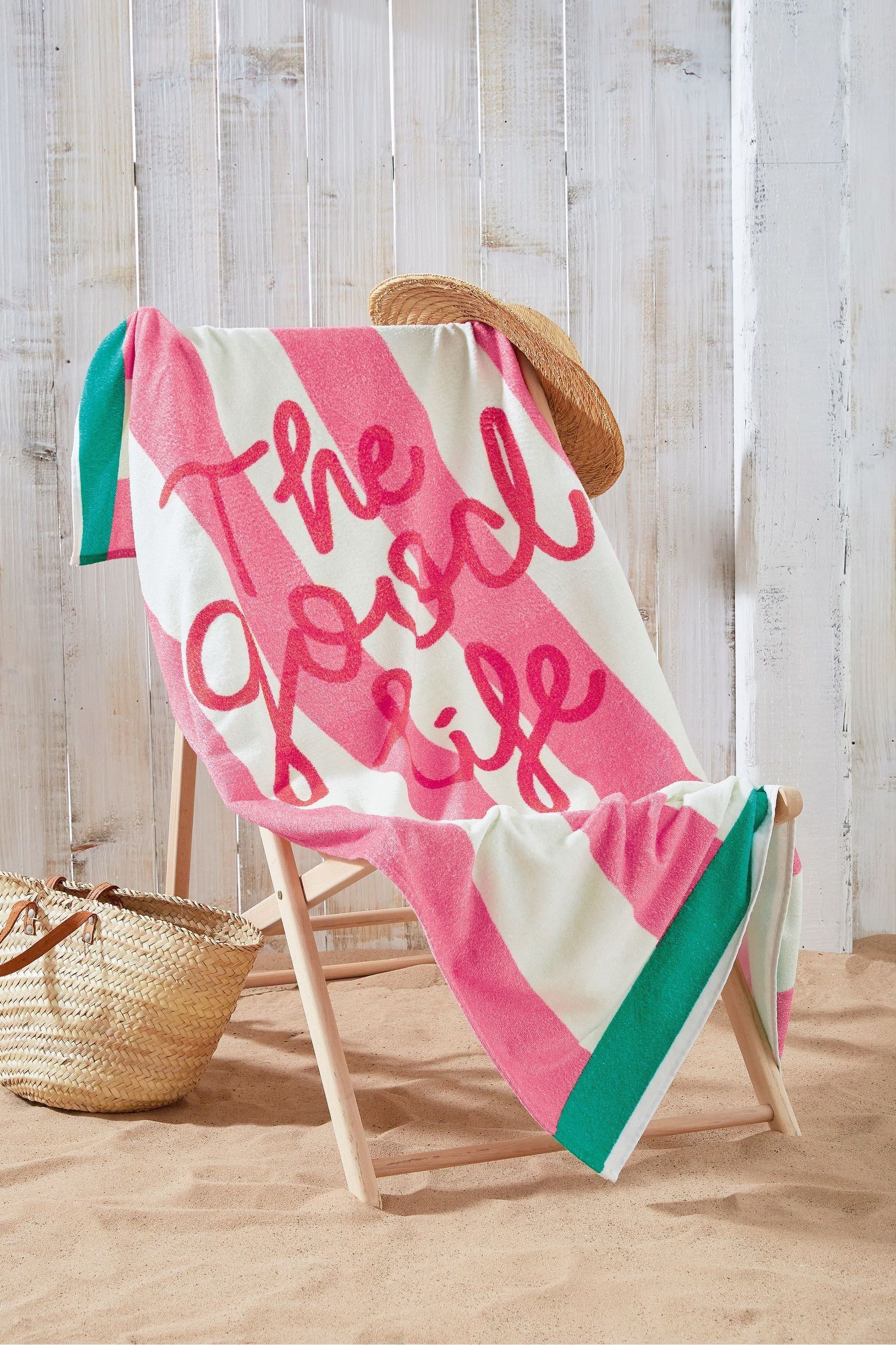 Joules Pink The Good Life Beach Towel