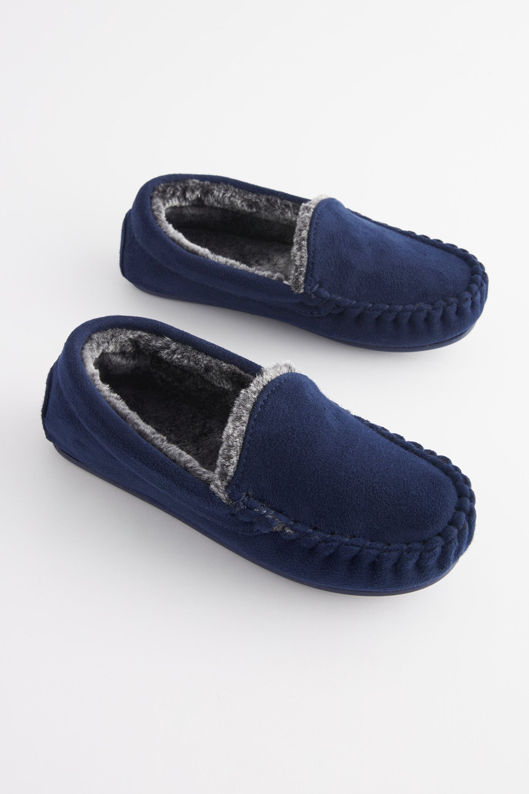 Mens navy moccasin slippers hot sale