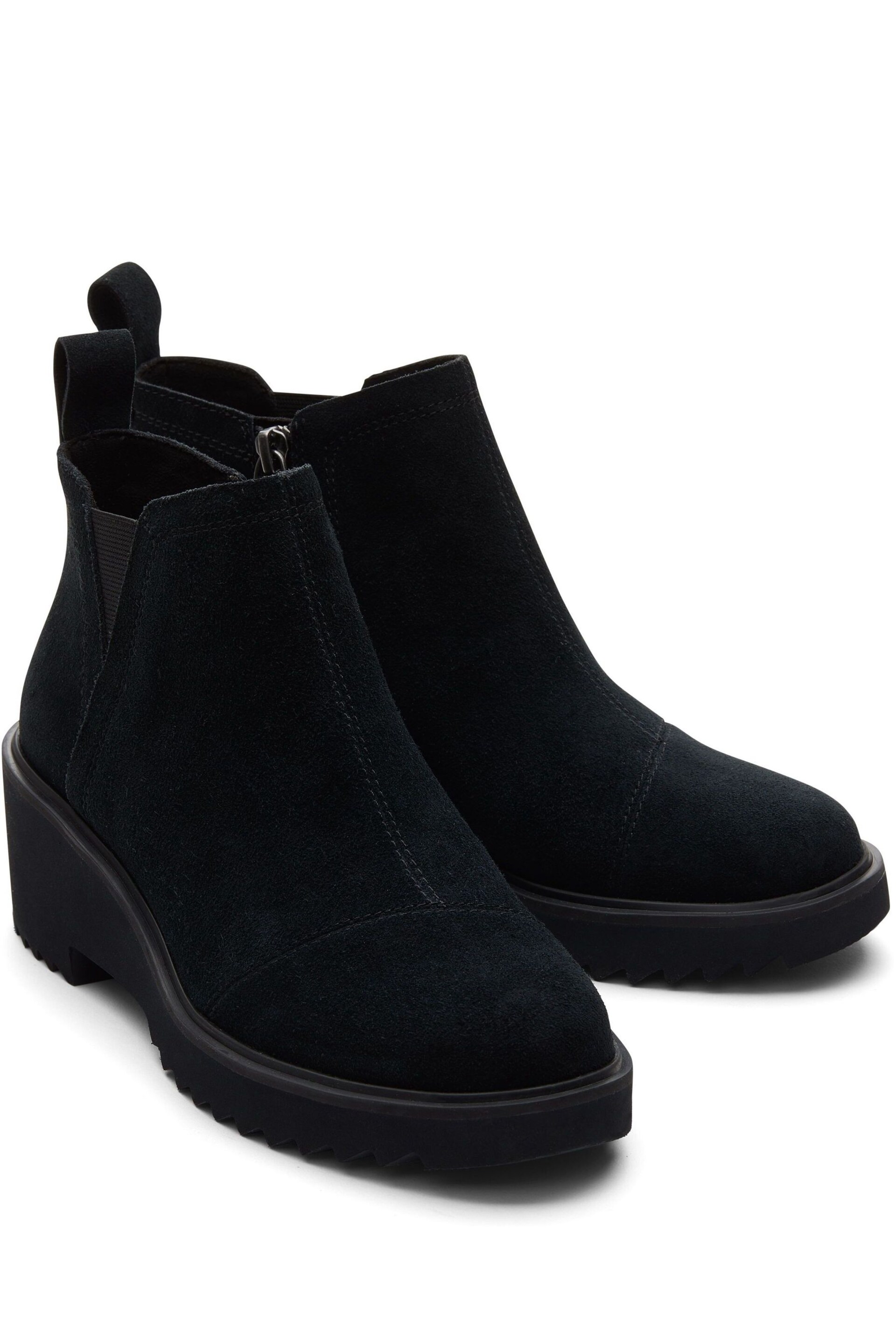 TOMS Maude Mid Wedge Suede Black Boots - Image 2 of 5