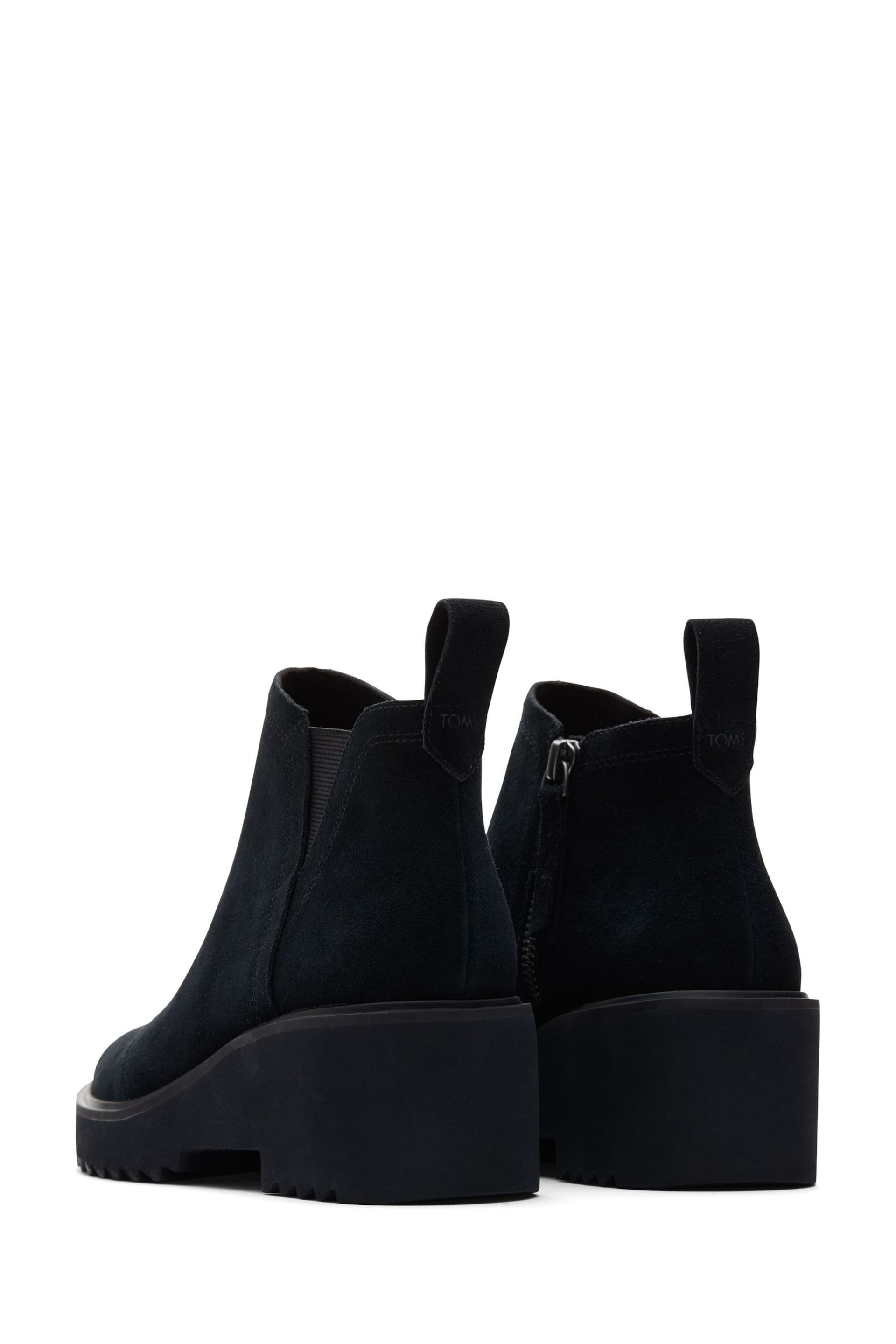 TOMS Maude Mid Wedge Suede Black Boots - Image 3 of 5