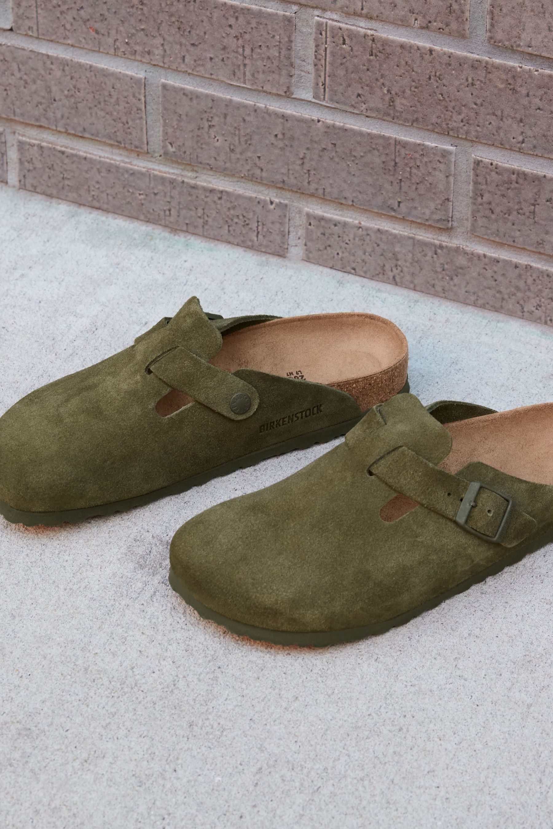 Green suede clogs best sale