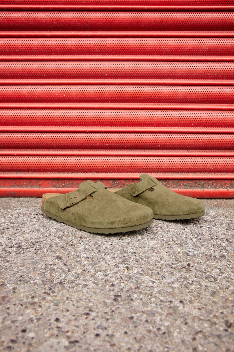 Birkenstock Khaki Boston Suede Clogs - Image 11 of 11