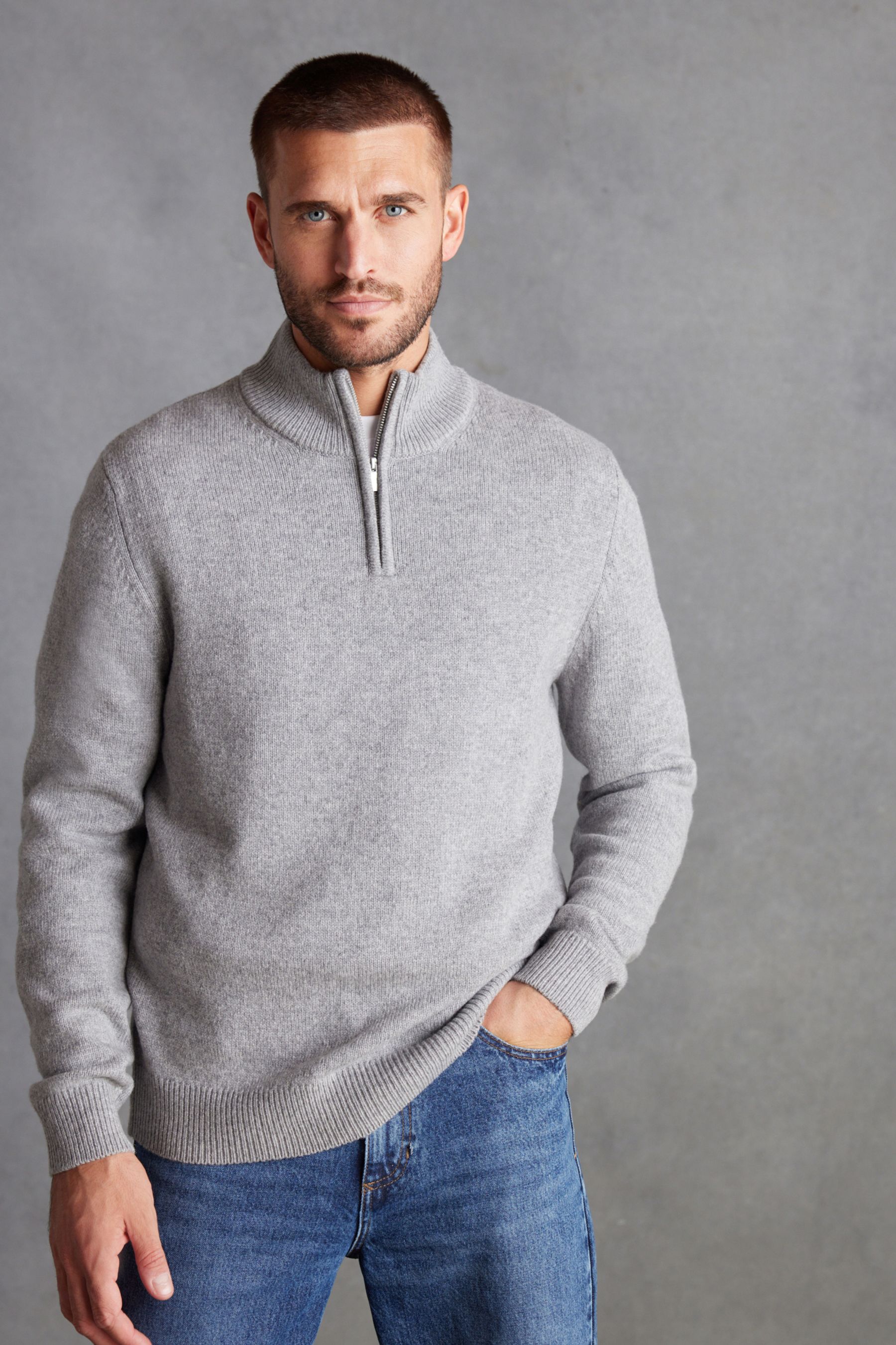 Buy Light Grey Regular Signature Lambswool Jumper from Next Luxembourg