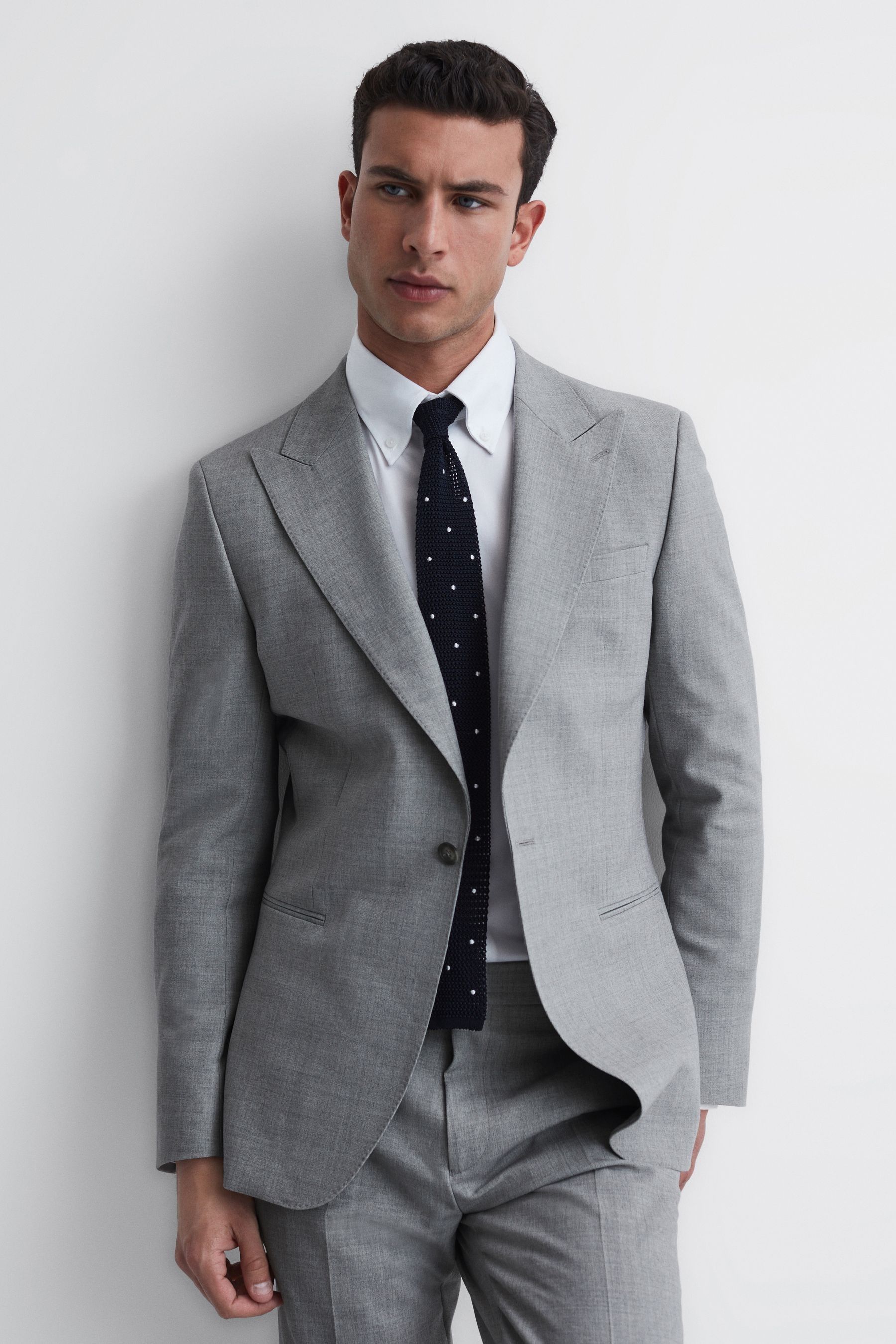 Buy Reiss Soft Grey Arrow Slim Fit Single Breasted Wool Blend Blazer from Next USA