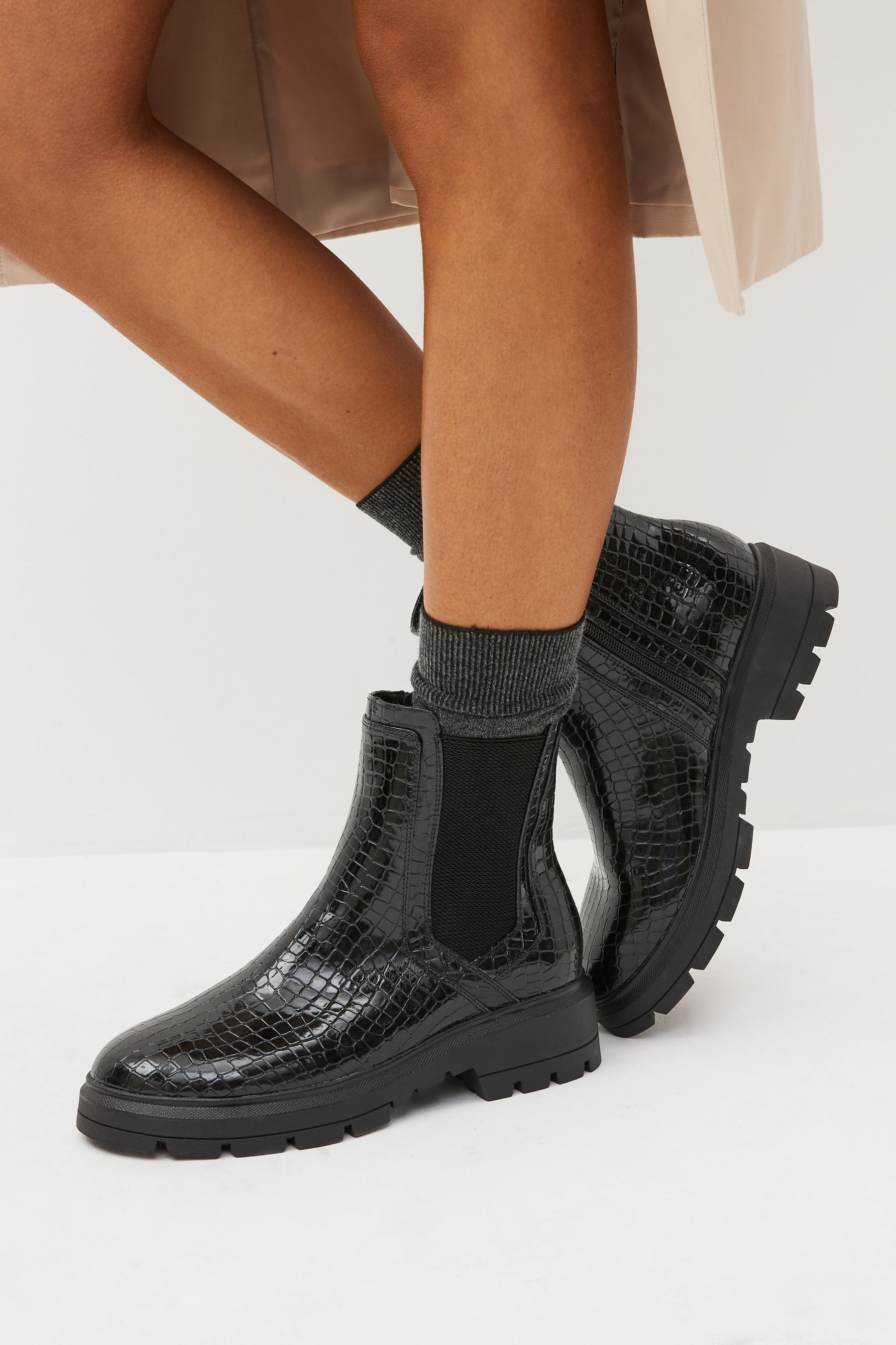Crocodile effect ankle boots shop