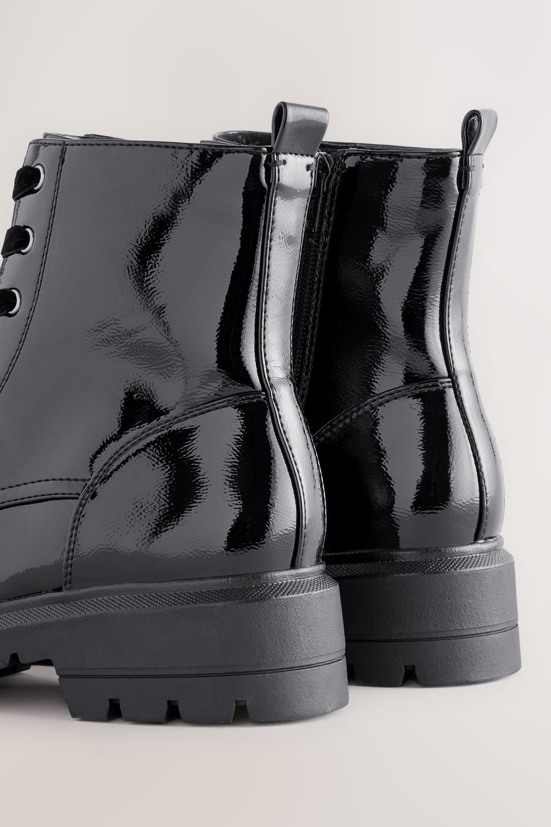 Black patent wide fit ankle boots clearance