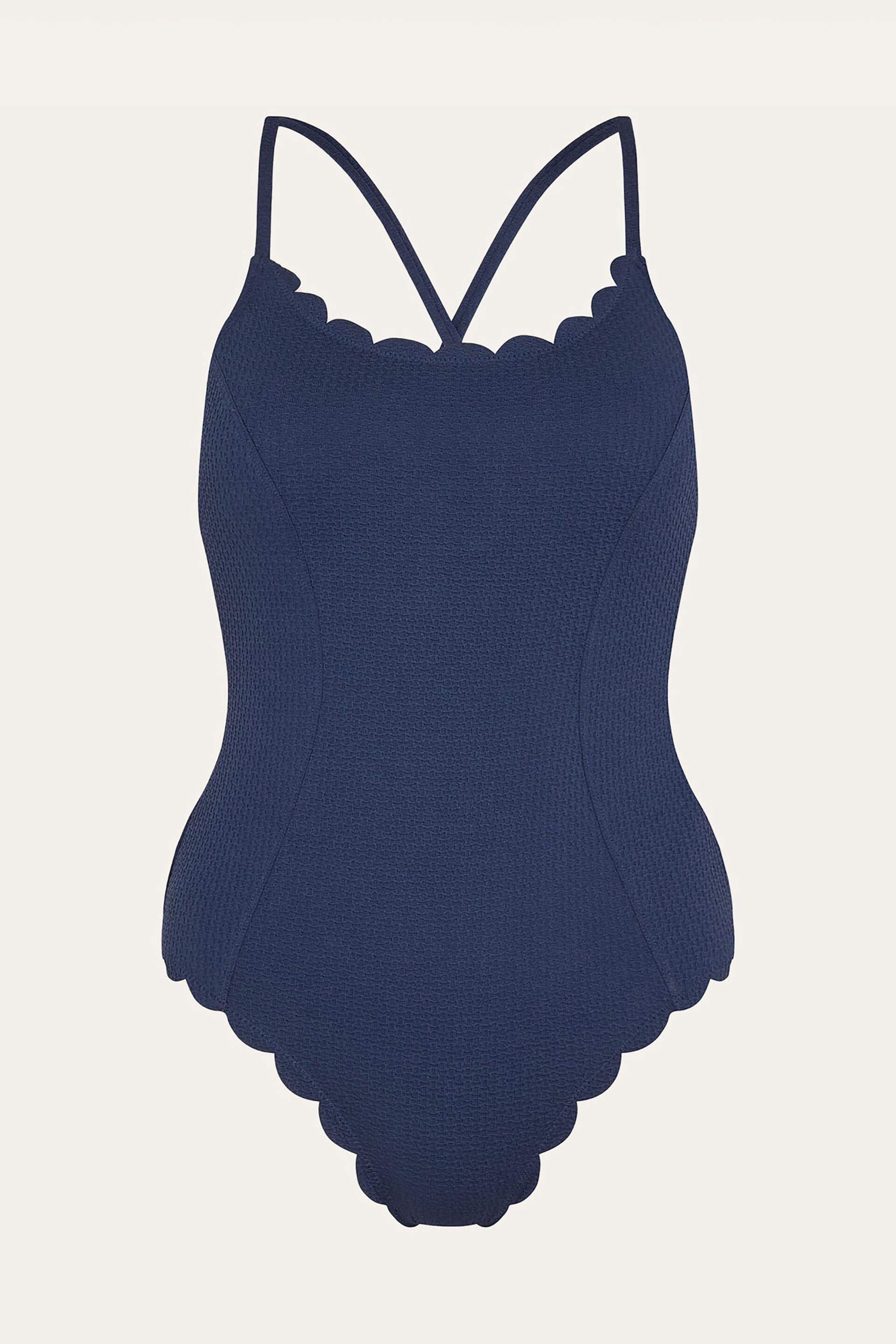 Accessorize Blue Textured Scallop Swimsuit - Image 4 of 4