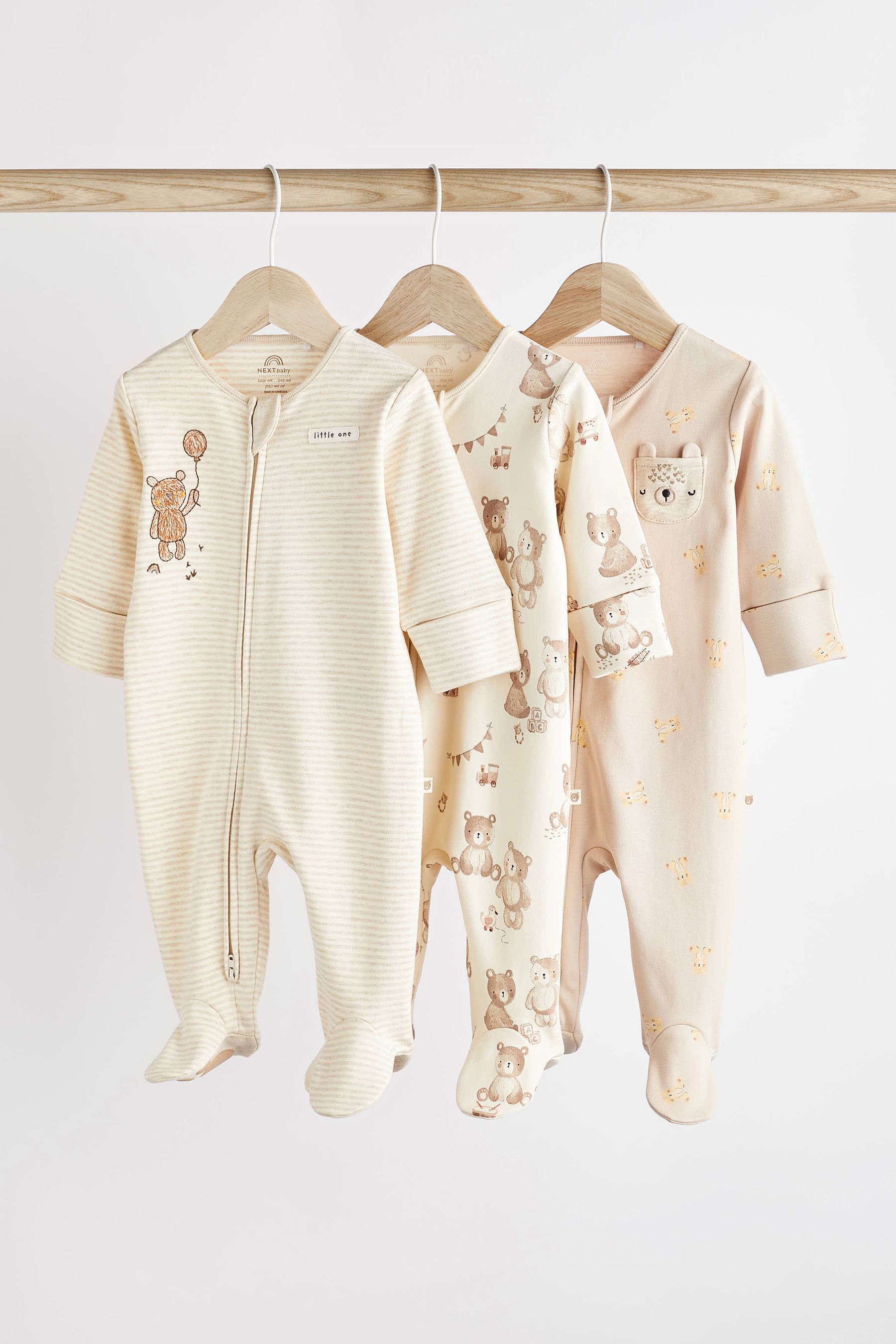 Buy Oatmeal Cream Baby Sleepsuits 3 Pack 0mths 3yrs from Next Poland