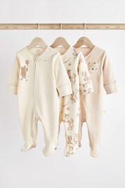 Oatmeal Cream Baby Sleepsuits 3 Pack (0mths-3yrs) - Image 1 of 12