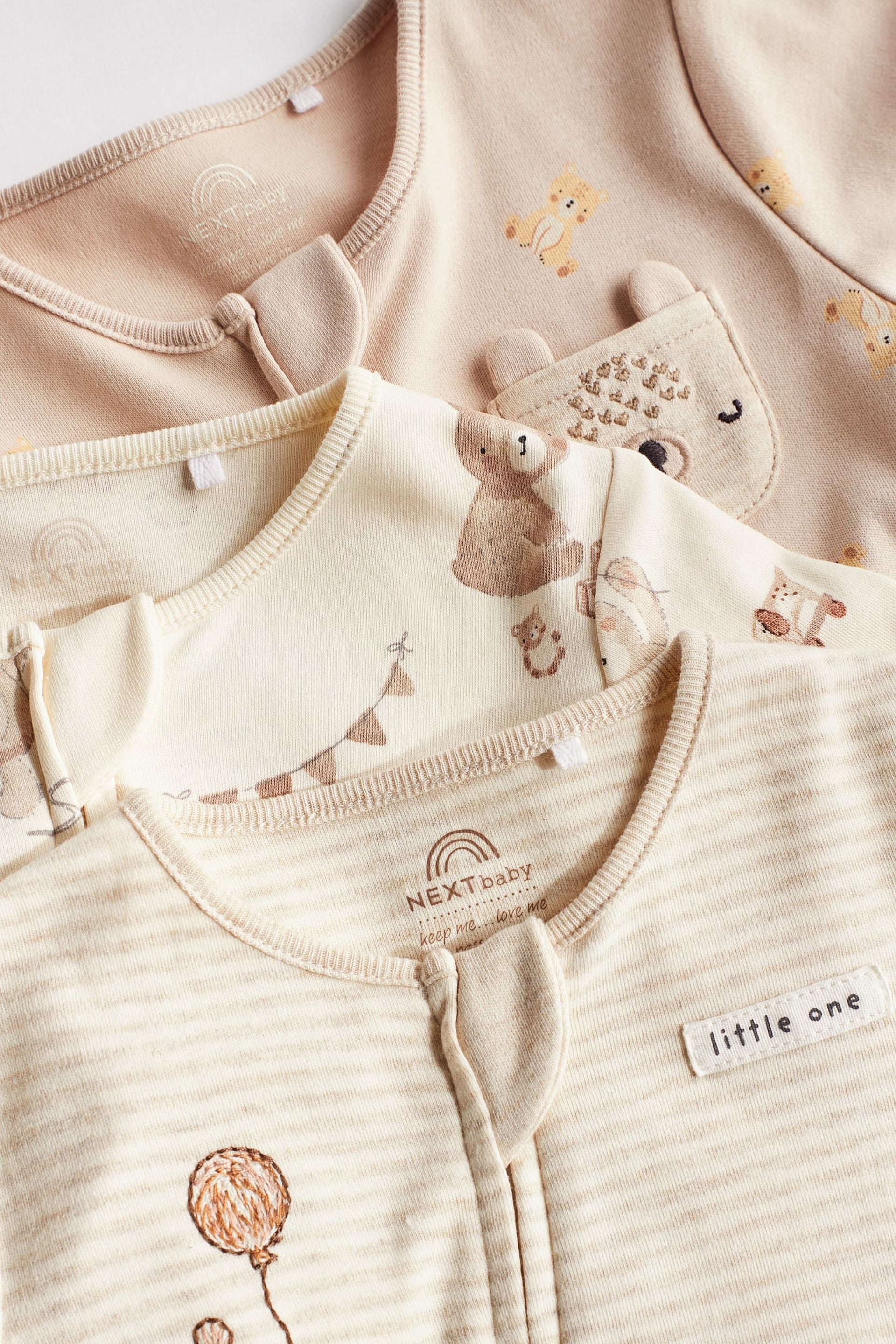 Oatmeal Cream Baby Sleepsuits 3 Pack (0mths-3yrs) - Image 3 of 12