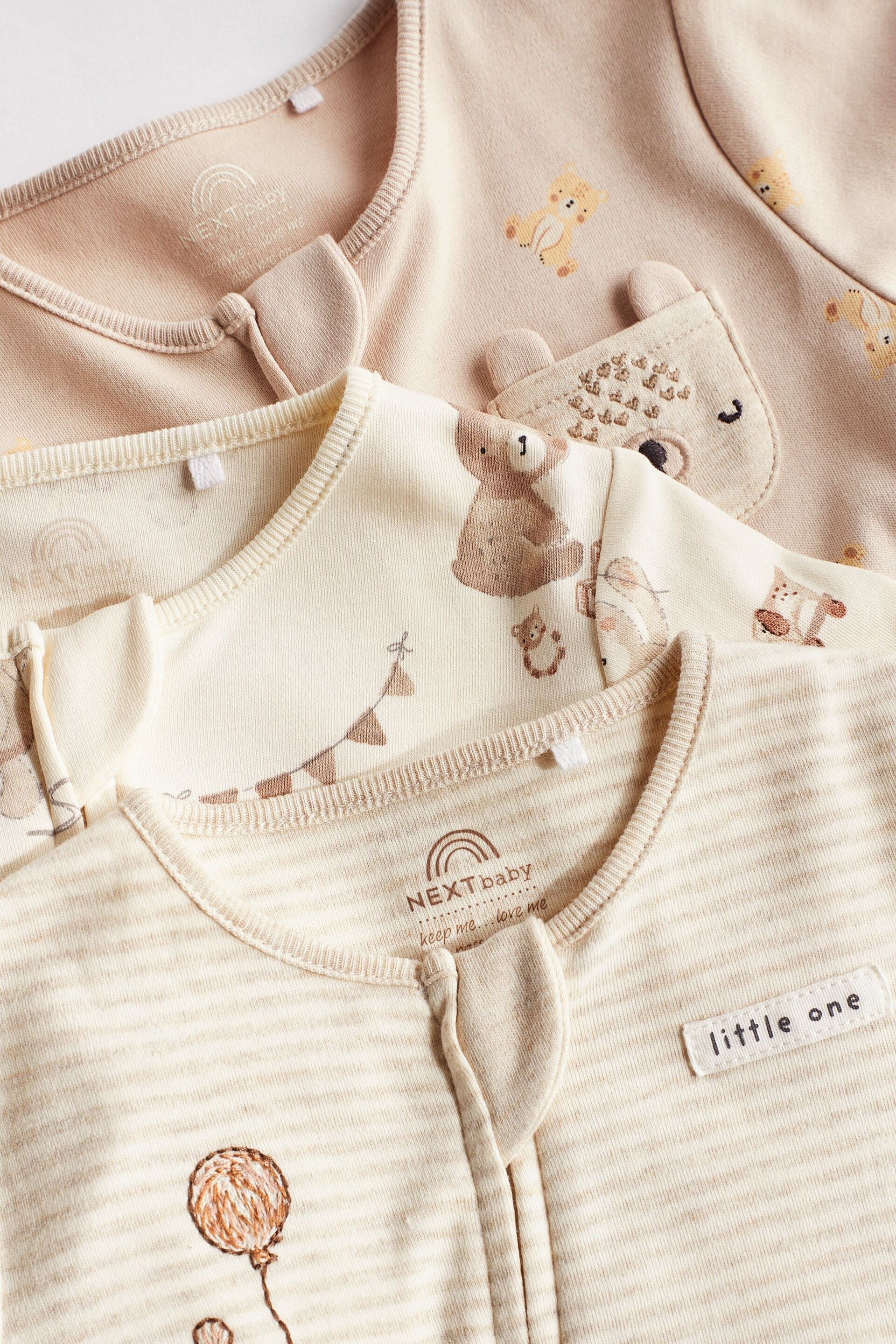 Oatmeal Cream Baby Sleepsuits 3 Pack (0mths-3yrs) - Image 9 of 12