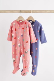 Pink Bee Fleece Baby Sleepsuits 2 Pack - Image 1 of 8