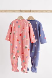 Pink Bee Fleece Baby Sleepsuits 2 Pack - Image 2 of 8