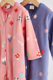 Pink Bee Fleece Baby Sleepsuits 2 Pack - Image 3 of 8