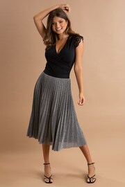 Pour Moi Silver Nina Lame Pleated Midi Skirt - Image 3 of 5