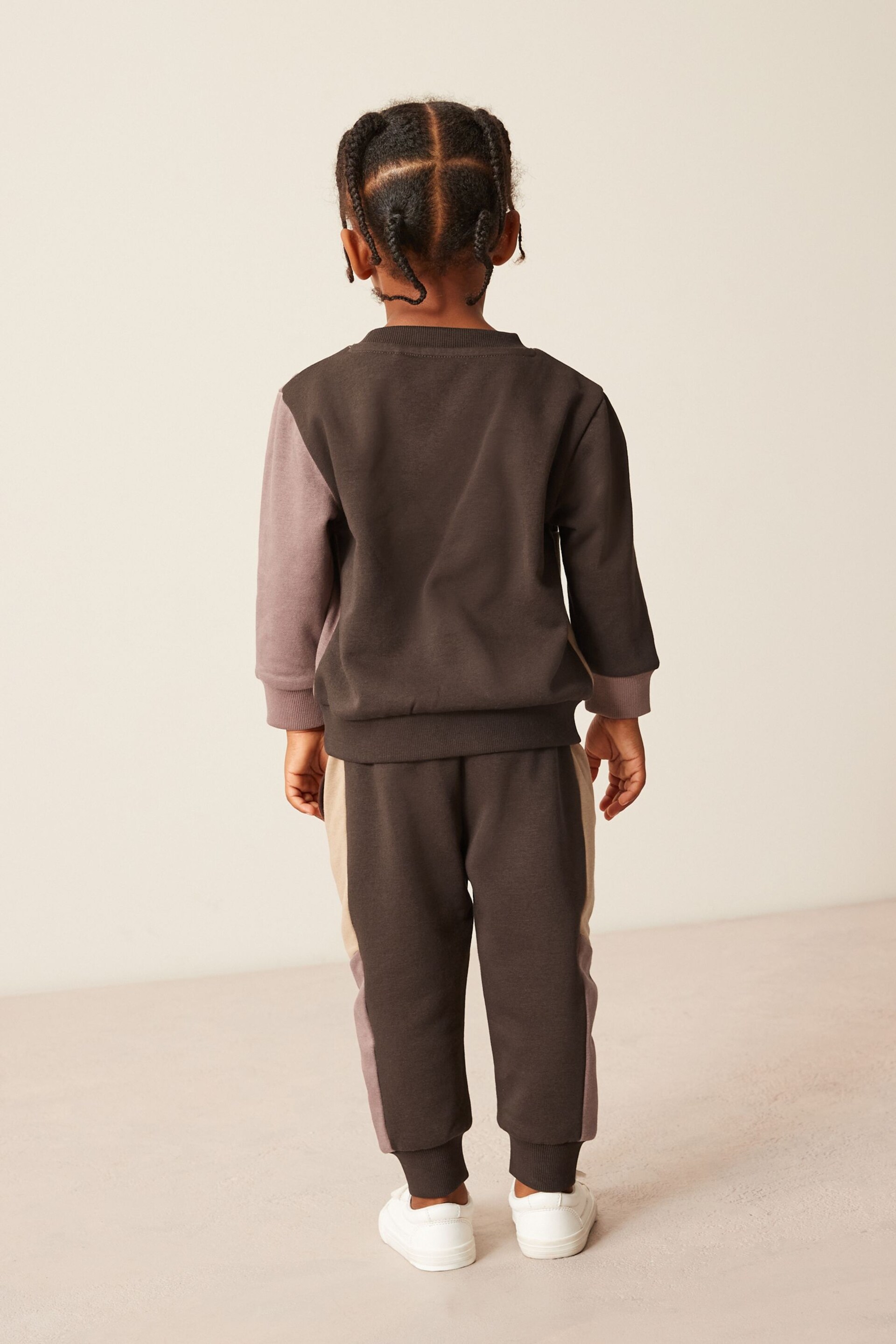 Chocolate Brown Colourblock Tracksuit (3mths-7yrs) - Image 4 of 8