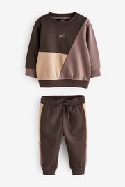 Chocolate Brown Colourblock Tracksuit (3mths-7yrs) - Image 6 of 8