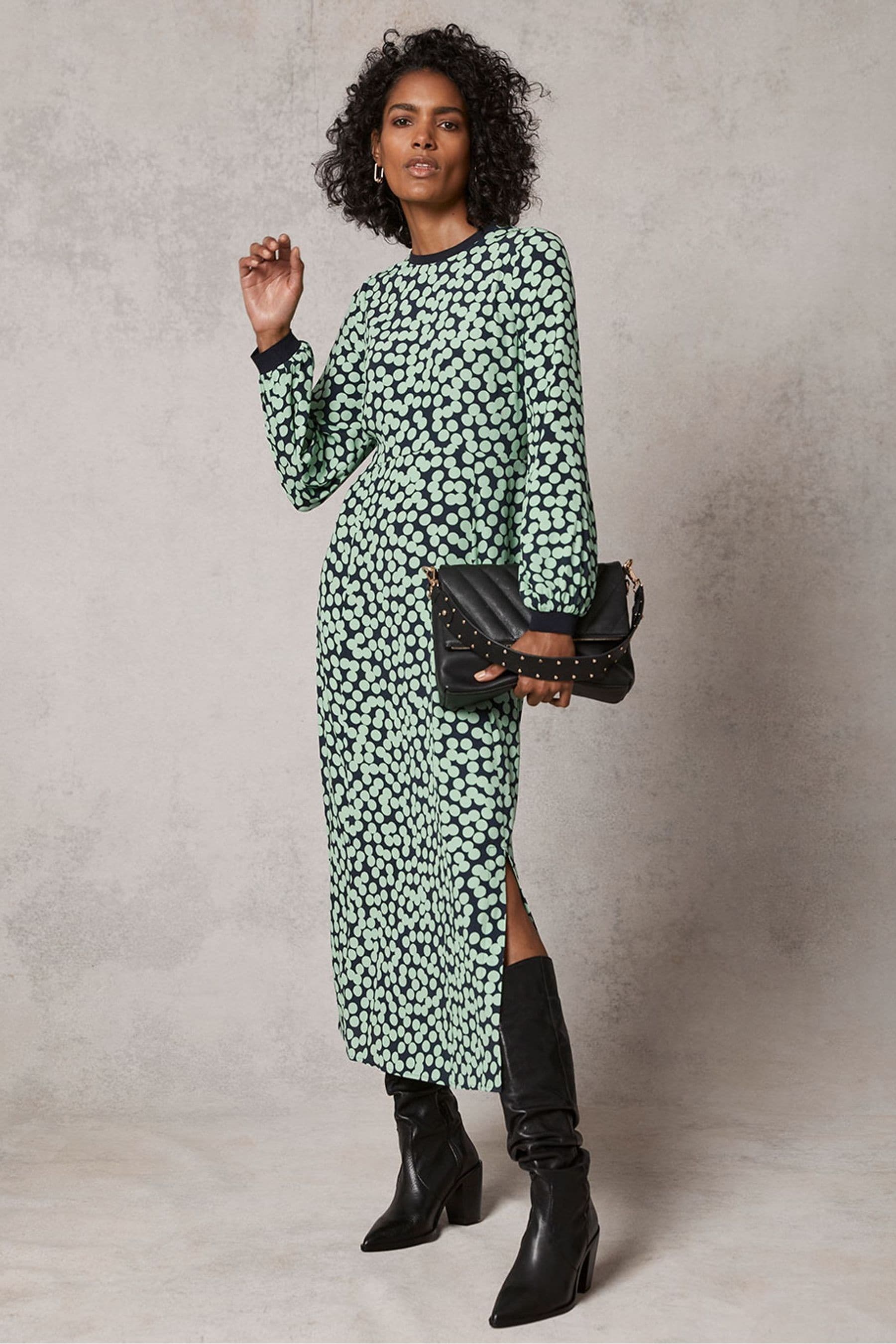 Buy Mint Velvet Green Gloria Print Midi Dress from Next Latvia