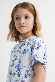 Reiss Blue Tally Senior Printed Cotton T-Shirt - Image 4 of 7