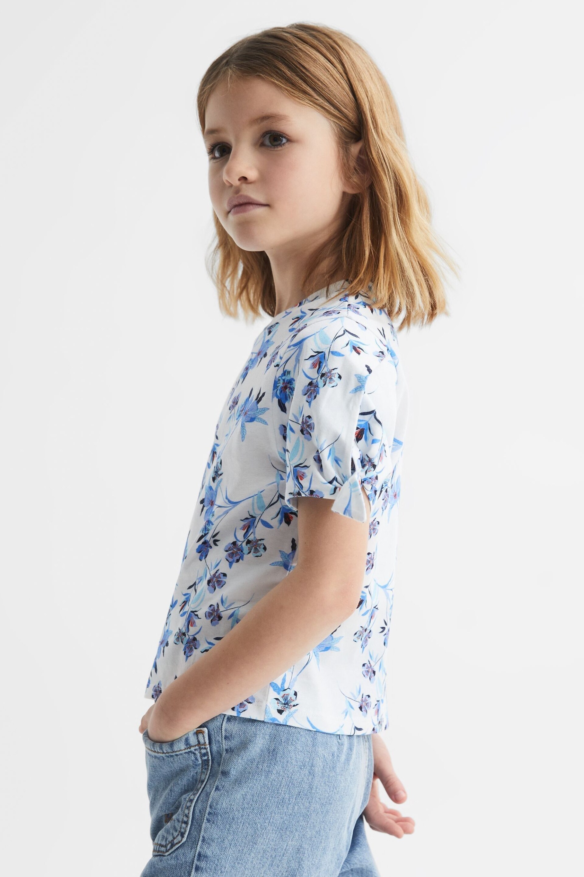 Reiss Blue Tally Senior Printed Cotton T-Shirt - Image 6 of 7