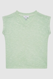 Reiss Aqua Freddie Senior Jersey V Neck T-Shirt - Image 2 of 6