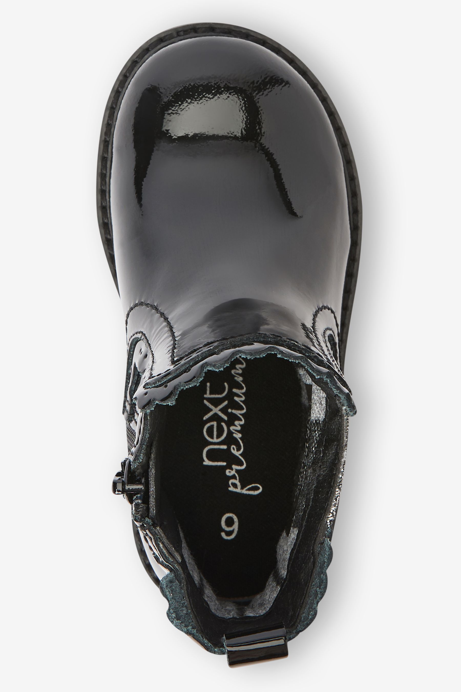 Buy Black Patent Leather Wide Fit G Scallop Chelsea Boots from Next Luxembourg