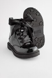 Black Patent Standard Fit (F) Warm Lined Lace-Up Boots - Image 3 of 6