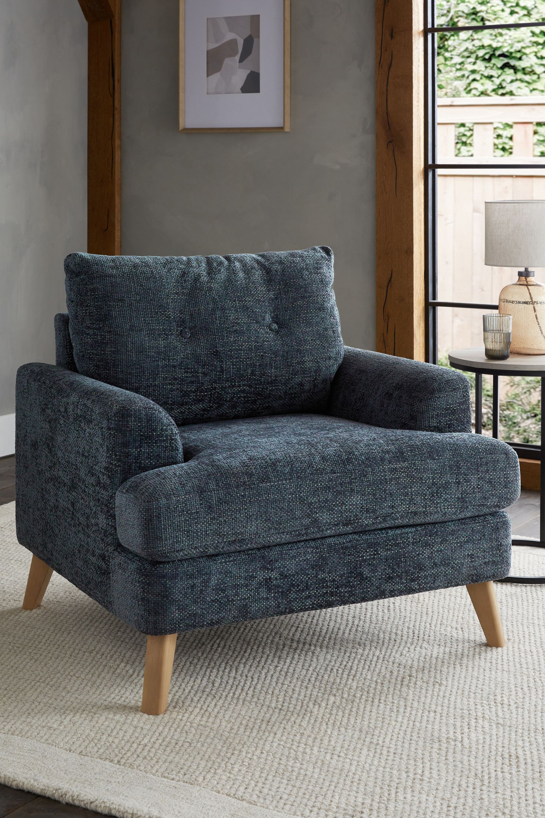 Chunky Chenille Dark Navy Blue Parker Armchair