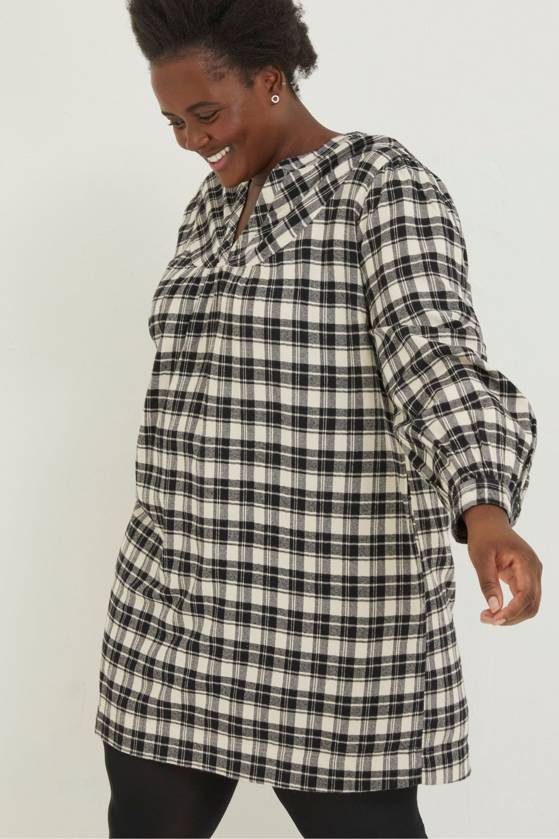 Buy FatFace Natural Jessie Check Shift Dress from Next Luxembourg