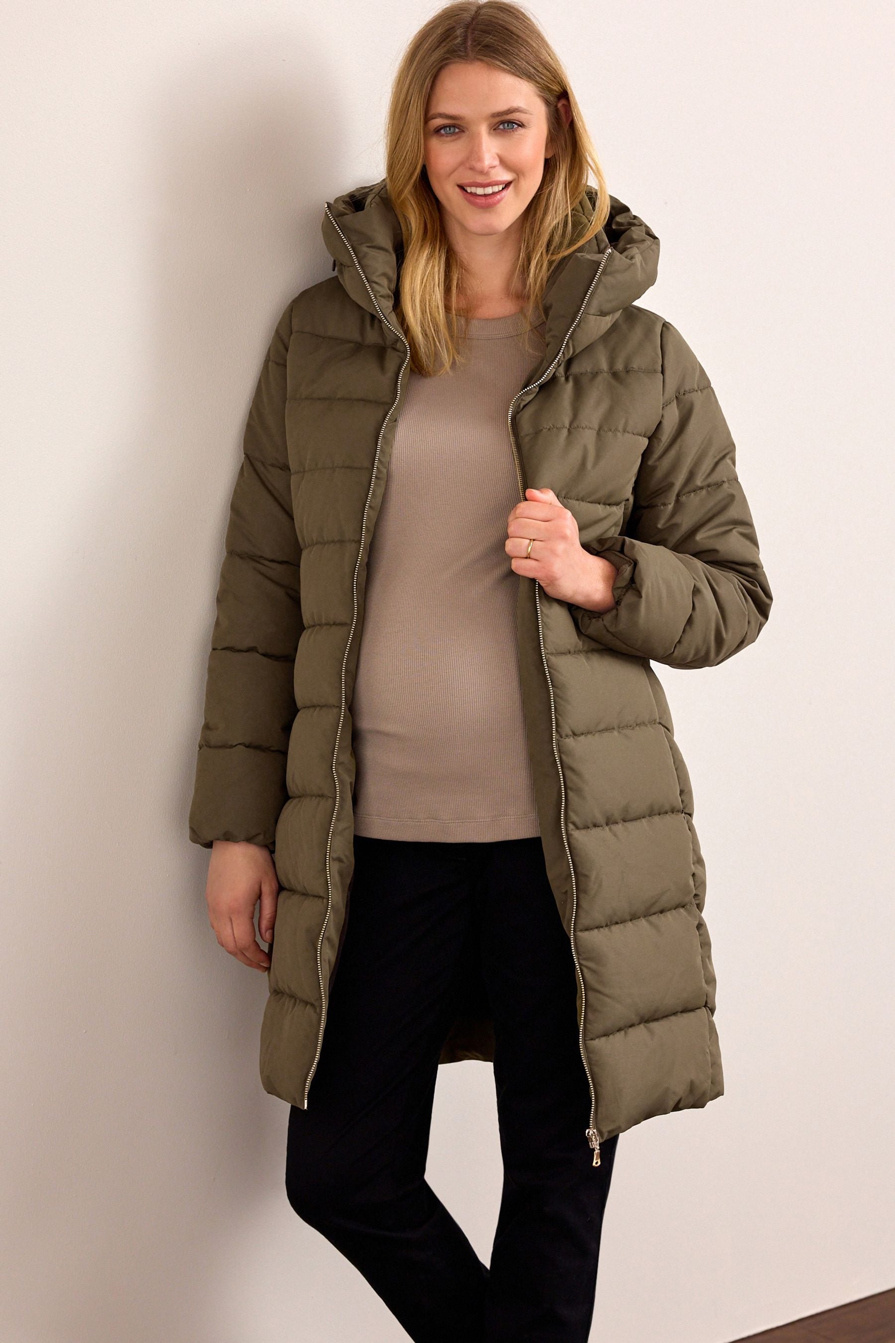 Maternity Padded Shower Resistant Hooded Coat With Zip Out Panel