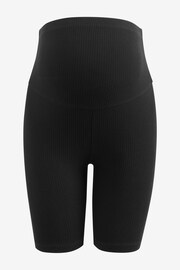 Black Maternity Ribbed Cycling Shorts - Image 5 of 7